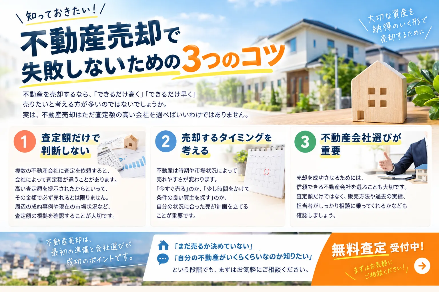 不動産売却で失敗しないための3つのコツ