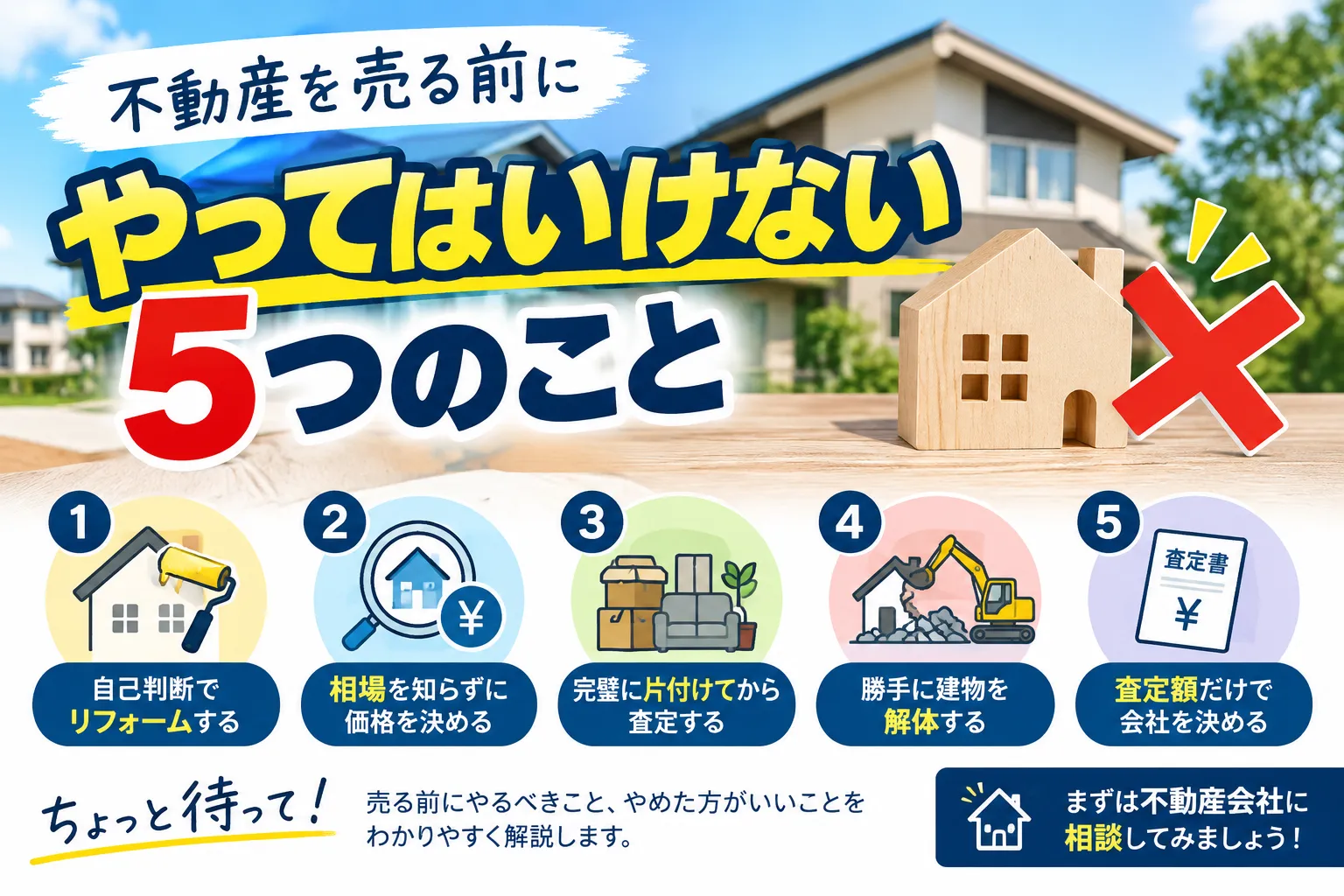 不動産を売る前にやってはいけない5つのこと